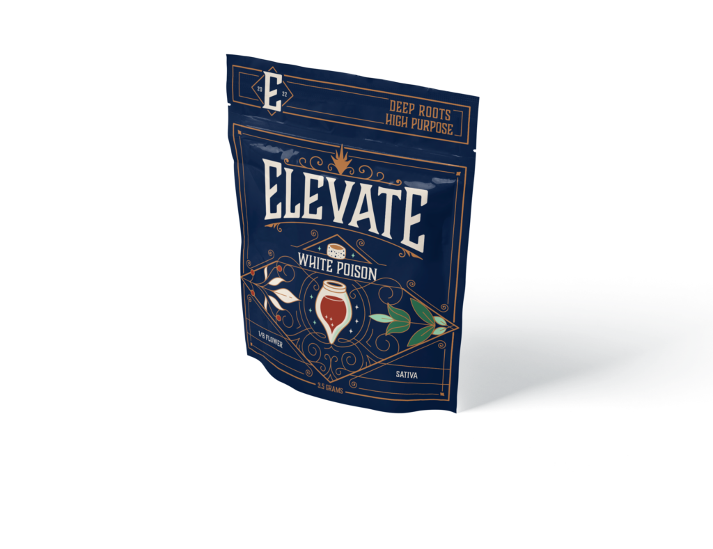 Image of Elevate's White Poison strain bag