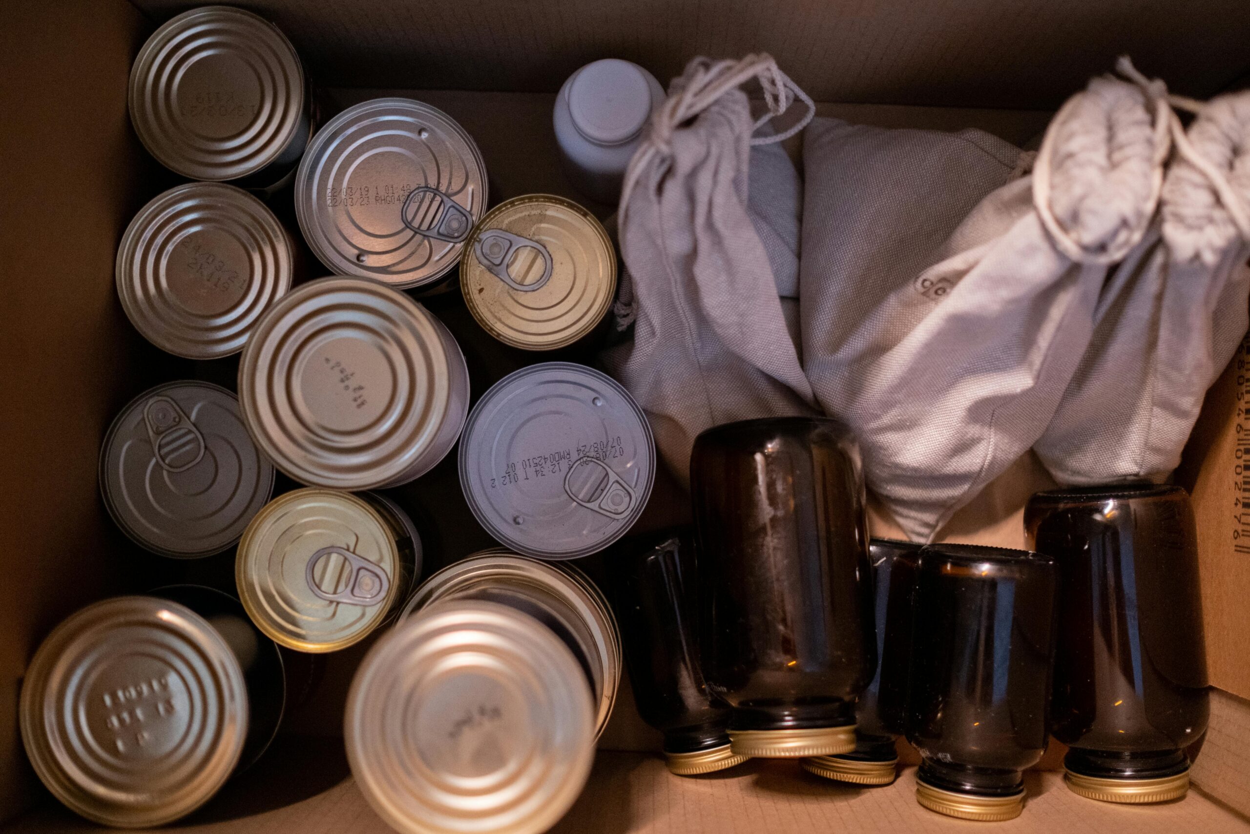 Canned goods in a box
