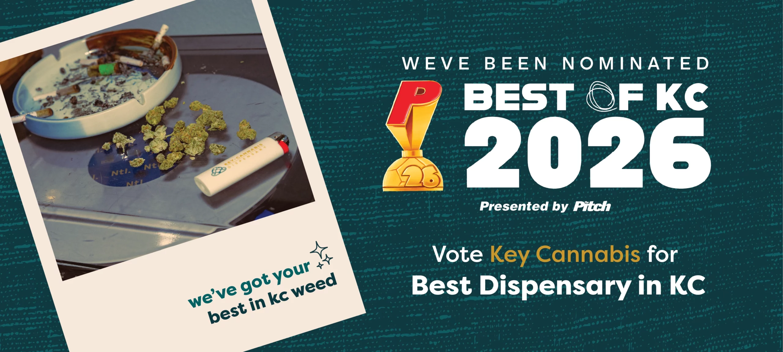 Graphic with text VOTE Key For the Pitch's Best Dispensary in KC